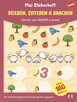 Mäi Stickerheft DEIEREN, ZIFFEREN A SAACHEN
